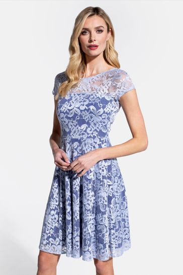 Blue lace fit and flare dress shop