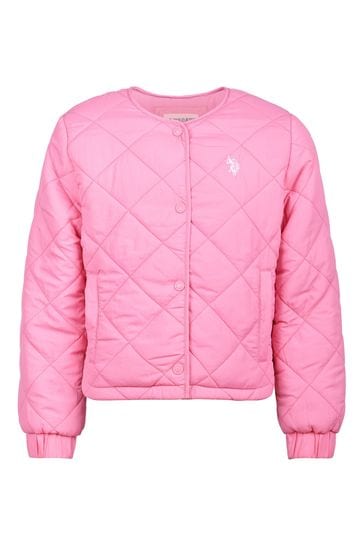 U.S. Polo Assn. Girls Pink Lightweight Puffer Jacket