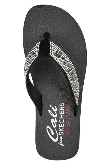 Skechers white flip flops with rhinestones clearance