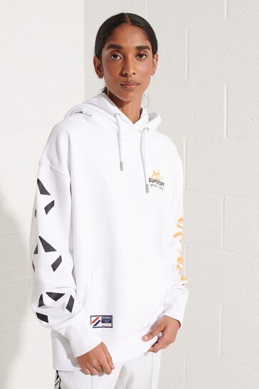 Superdry White Strikeout Oversized Hoodie