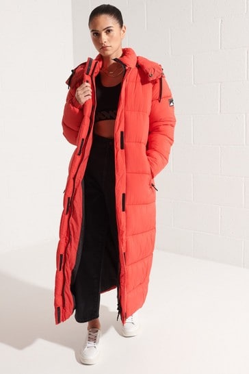 Superdry Red Ripstop Longline Puffer Jacket