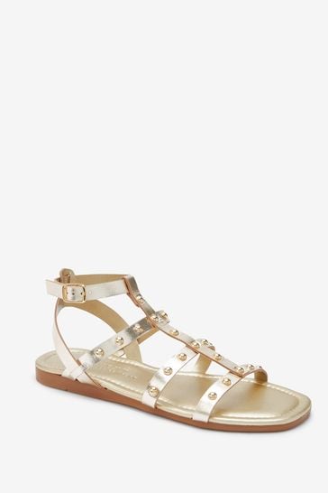 rose gold studded gladiator sandals