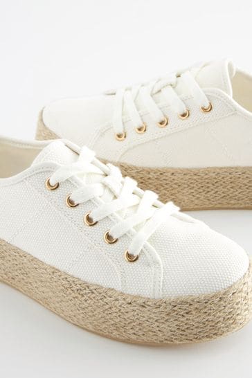 White espadrille top flatform