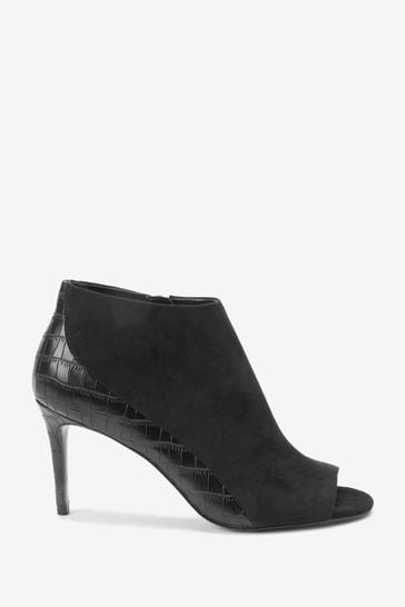 Black Forever Comfort® Open Toe Heeled Shoe Boots