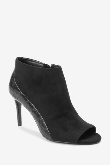 Black open toe clearance booties