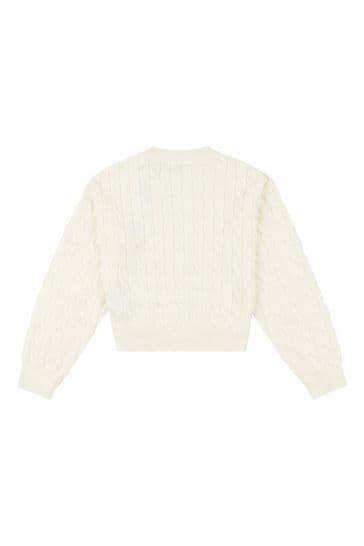 White cable clearance knit cardigan womens