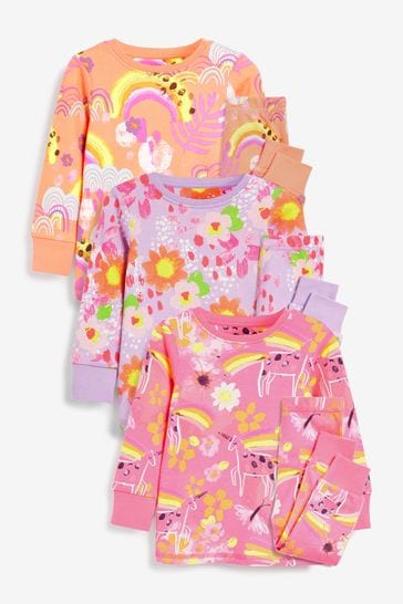 Pink/Purple Bright Unicorn Next Pyjamas 3 Pack (9mths-8yrs)