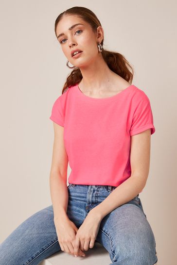 Fluro Pink Cap Sleeve T-Shirt