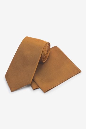 Honey Yellow Regular Silk Tie And Pocket Square Set
