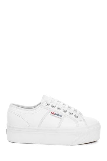 Superga White 2790 Full Grain Leather Trainers