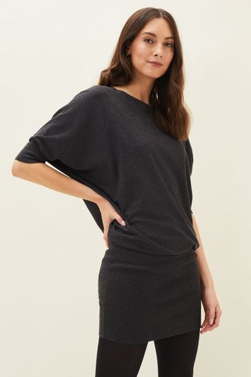 Phase Eight Grey Becca Batwing Knitted Dress