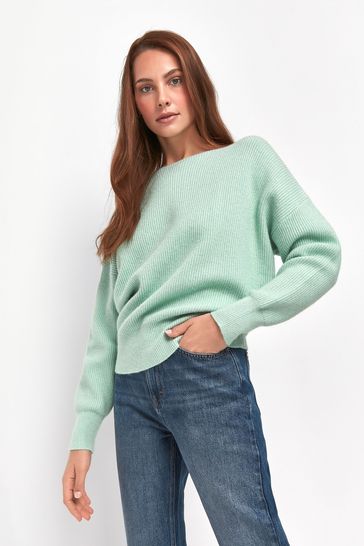 Buy Sonder Studio Green Slash Neck Batwing Jumper from Next Ireland