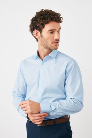 Blue slim fit dress shirt 2025