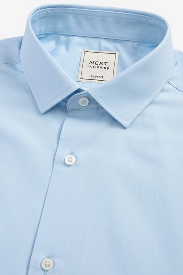 Buy Blue Slim Fit Crease Resistant Single Cuff Shirts 3 Pack from