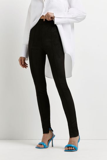 Buy River Island Black Suedette Snake Zip Leggings from Next Luxembourg