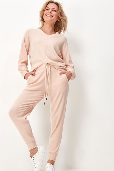 Buy M Co Petite Pink Ribbed Lounge Joggers from Next Luxembourg