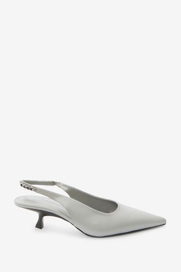 Buy Grey Forever Comfort Chain Slingback Kitten Heels from Next Luxembourg