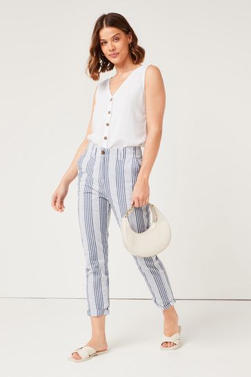 Buy Navy Blue White Stripe Chino Trousers from Next Luxembourg