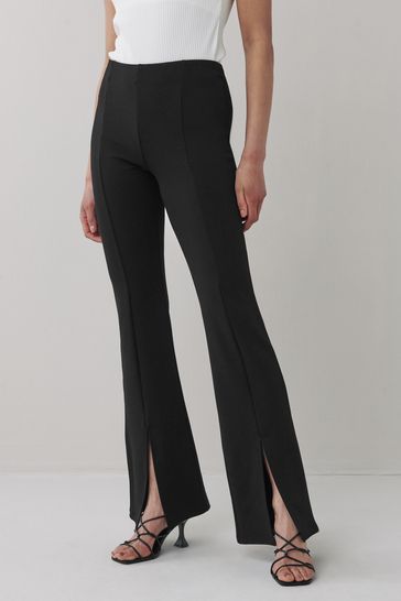 Buy Black Ponte Split Hem Flare Trousers from Next Ireland