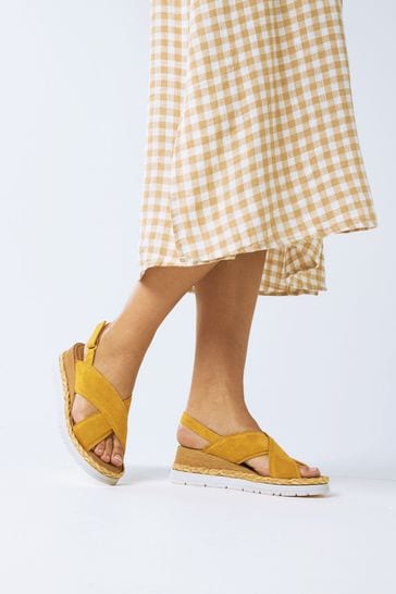Ochre Yellow Regular/Wide Fit Forever Comfort® Sports Cross Over Wedges