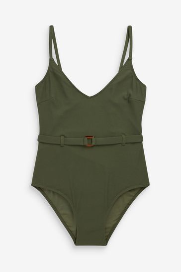 Khaki Green V-Neck Swimsuit