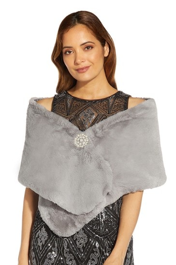 Belegering erosie Charlotte Bronte Buy Adrianna Papell Silver Faux Fur Stole from Next Netherlands