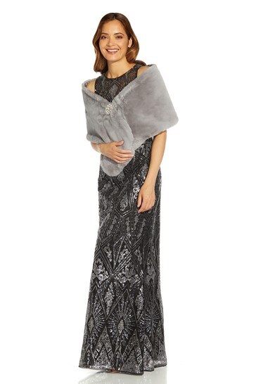 Adrianna papell faux fur shrug 2025