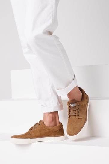 Tan Brown Suede Lace-Up Trainers