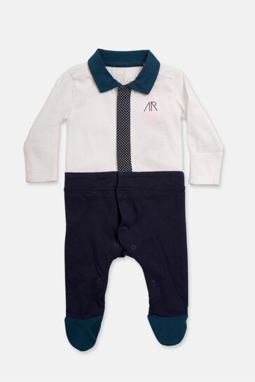 Angel & Rocket Blue Seb Mr Smart Shirt And Tie Babygrow