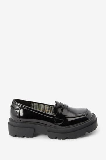 Ladies black hotsell chunky loafers