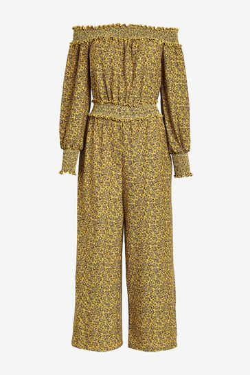 Buy Yellow Ditsy Print Off The Shoulder Culotte Jumpsuit from Next Luxembourg