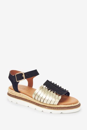 Black and gold flatforms sales