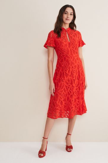 Phase Eight Red Lulu Lace Dress