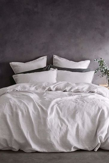 Lazy Linen Set of 2 White 100% Washed Linen Pillowcases