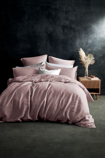 Juego de 2 fundas de almohada rosa en 100% lino lavado de Lazy Linen