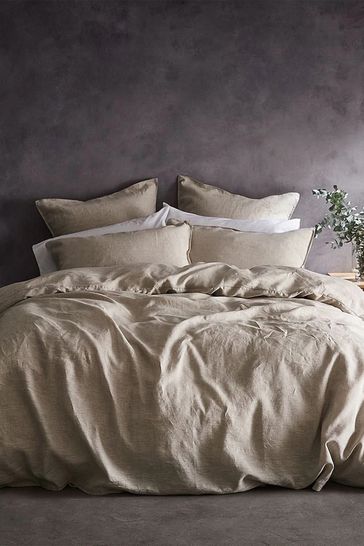 Lazy Linen Natural 100 Washed Linen Fitted Sheet