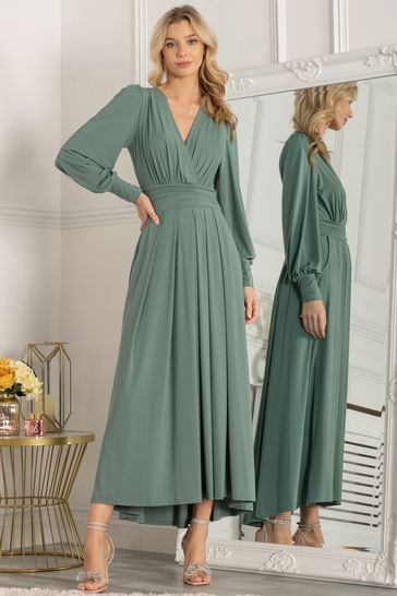 Jolie Moi Green Callisto Long Sleeve Maxi Dress