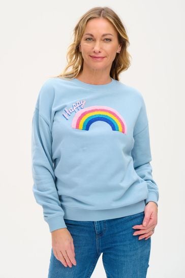 Sugarhill Brighton Dusky Blue Happy Rainbow Noah Sweatshirt