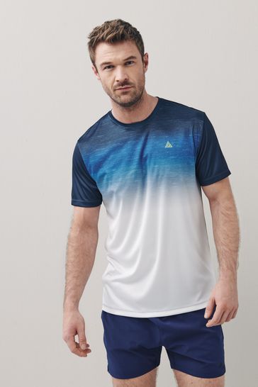 Blue/White Active Gym And Training T-Shirt