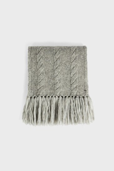 Ted Baker Iciey Chunky Cable Knitted Grey Scarf