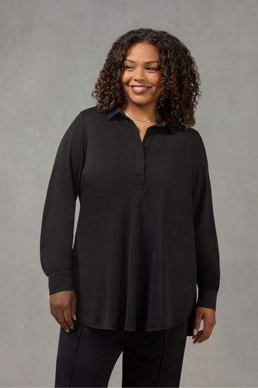 black longline blouse plus size