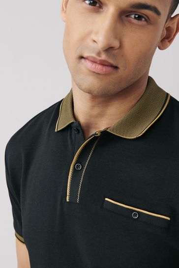 Black Smart Collar Polo Shirt