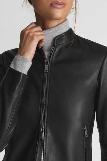 Reiss ladies leather jacket hot sale