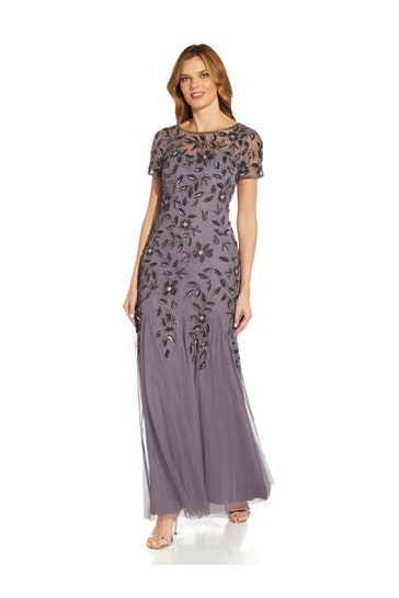 Adrianna papell beaded godet top gown