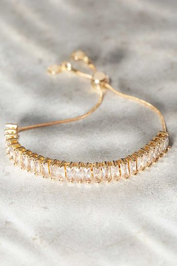 Mint Velvet Gold Tone Crystal Chunky Bracelet