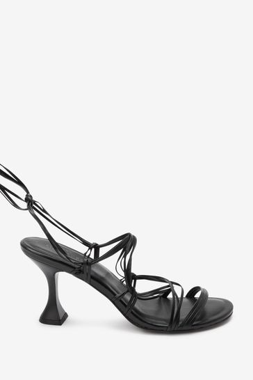 Black strappy new arrivals kitten heel sandals