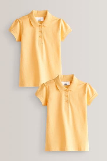 Yellow Regular Fit Cotton Short Sleeve Polo Shirts 2 Pack (3-16yrs)