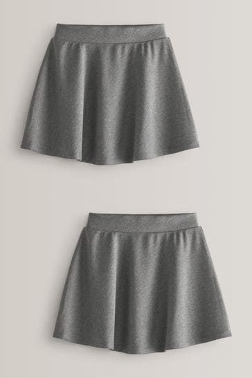 Grey 2 Pack Jersey Stretch Pull-On Waist School Skater Skirts (3-17yrs)