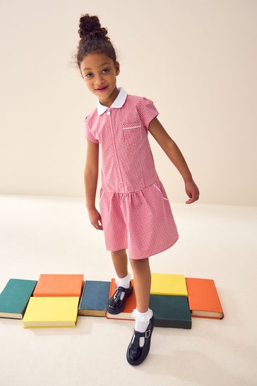 Red and white gingham school dress cheap