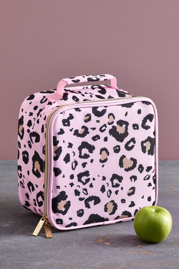 Pink leopard shop print suitcase